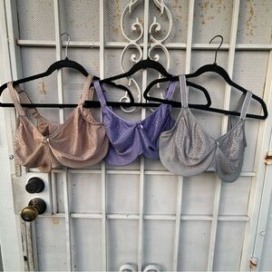 Chantelle Shimmering Bra Set - Tan, Purple, Gray